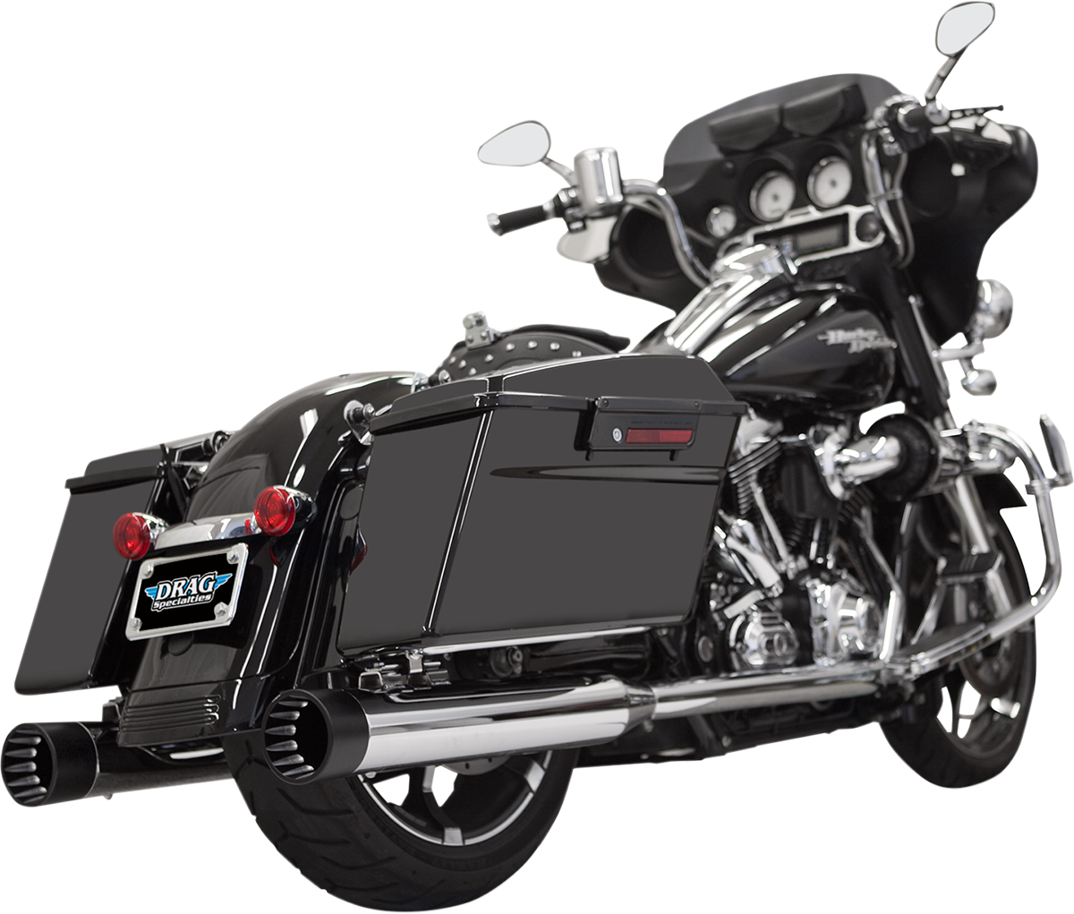 BASSANI XHAUST DNT Straight Can SLIP-ON Mufflers for 1995-2016 TOURING - Chrome/Black