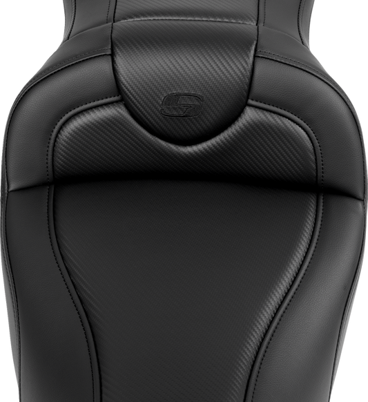 SADDLEMEN Roadsofa Seat - without Backrest - Carbon Fiber - Black Stitch - 'FL '08-'24