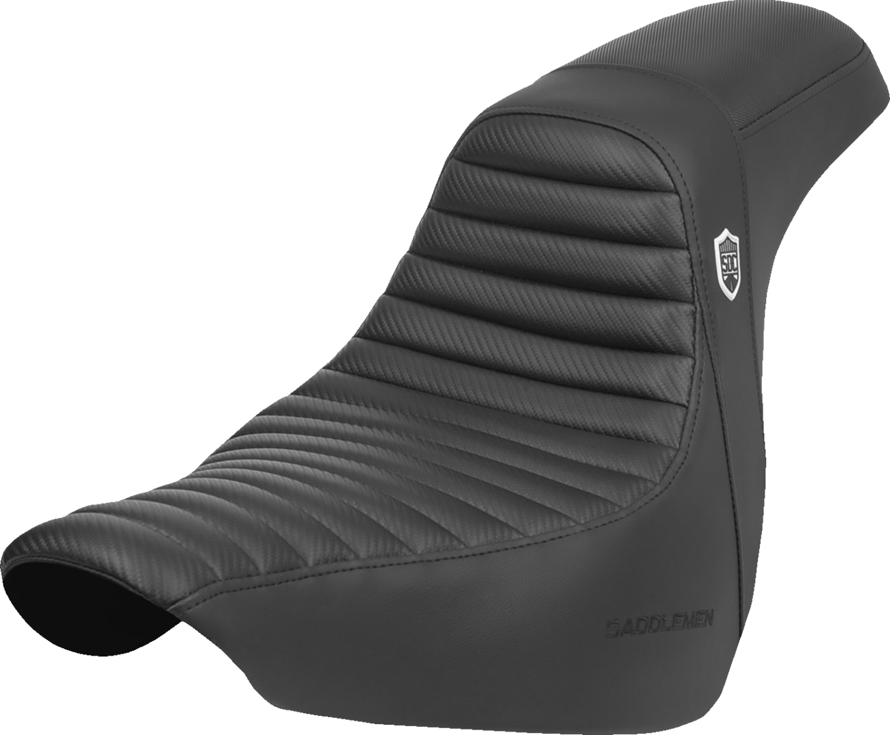 SADDLEMEN Pro Series SDC Performance Seat - w/o Backrest - Tuck-n-Roll/Carbon Fiber - Gripper - Softail '18-'25