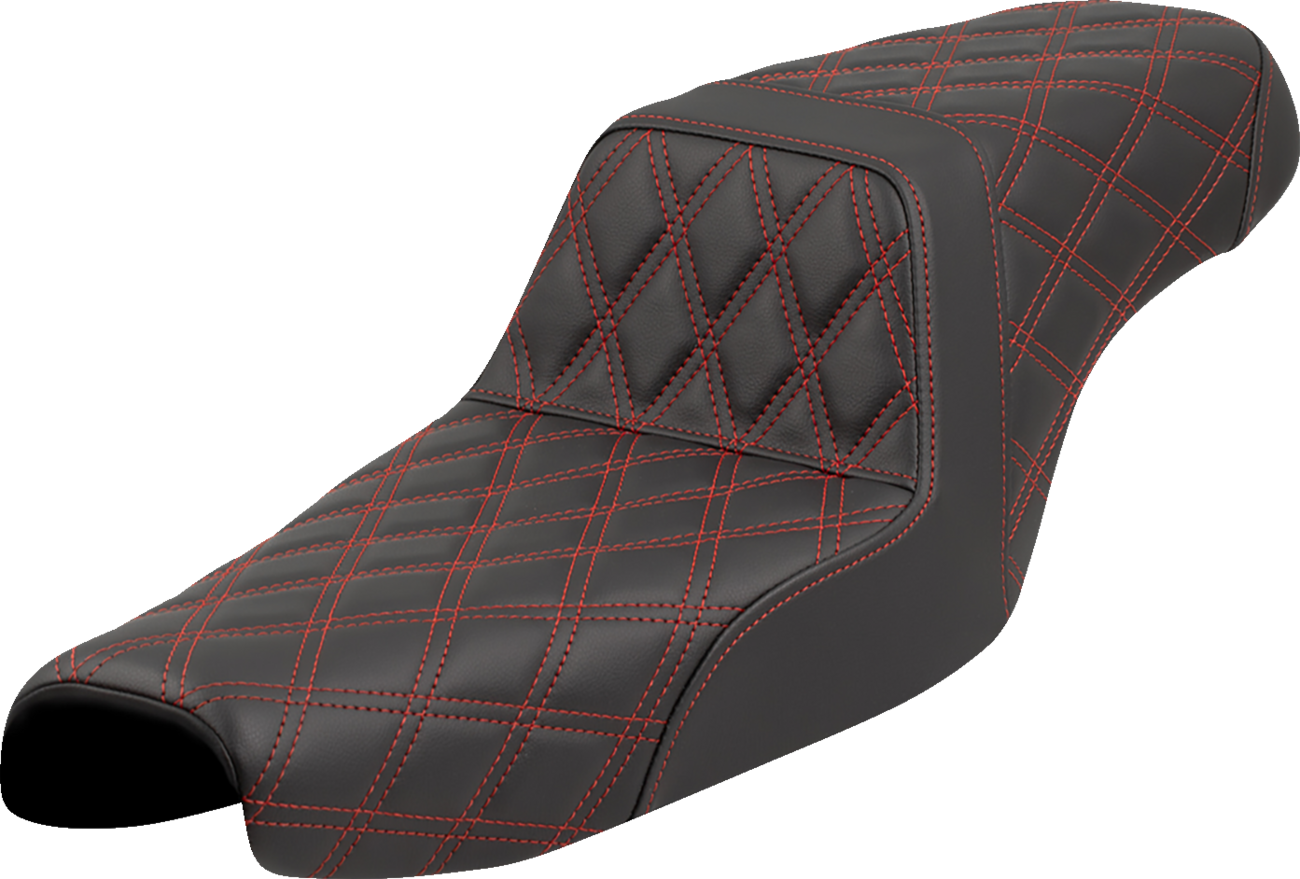 SADDLEMEN Step-Up Seat - Lattice Stitch - Red Stitch - Sportster '04-'22