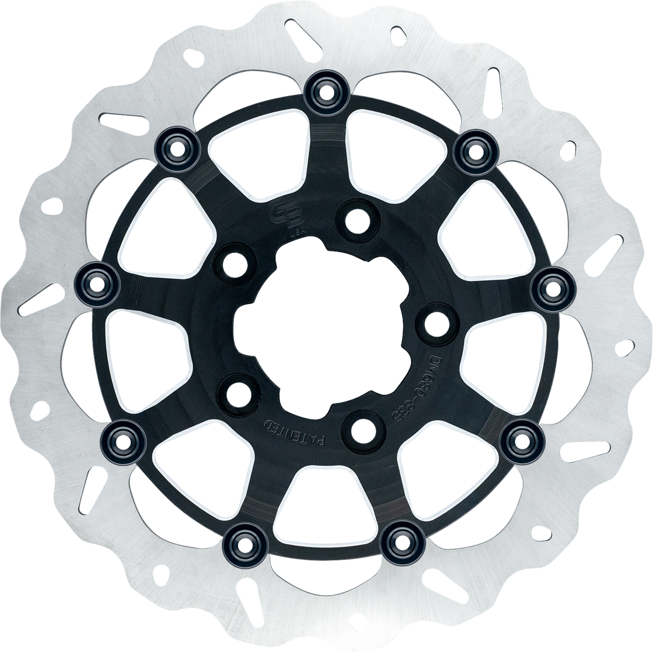 GBRAKES Oversize Wave® Two Piece (Floating) Brake Rotor - Narrow Band - Front - Machined Black - 330 mm / 13"