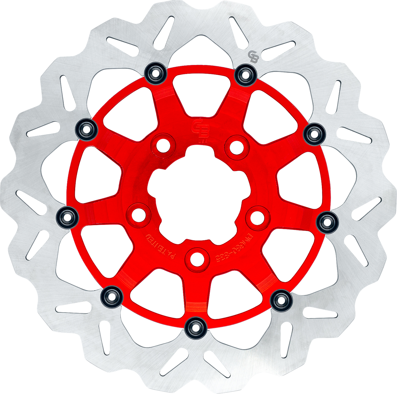 GBRAKES Oversize Wave® Two Piece (Floating) Brake Rotor - Front - Red - 330 mm / 13"