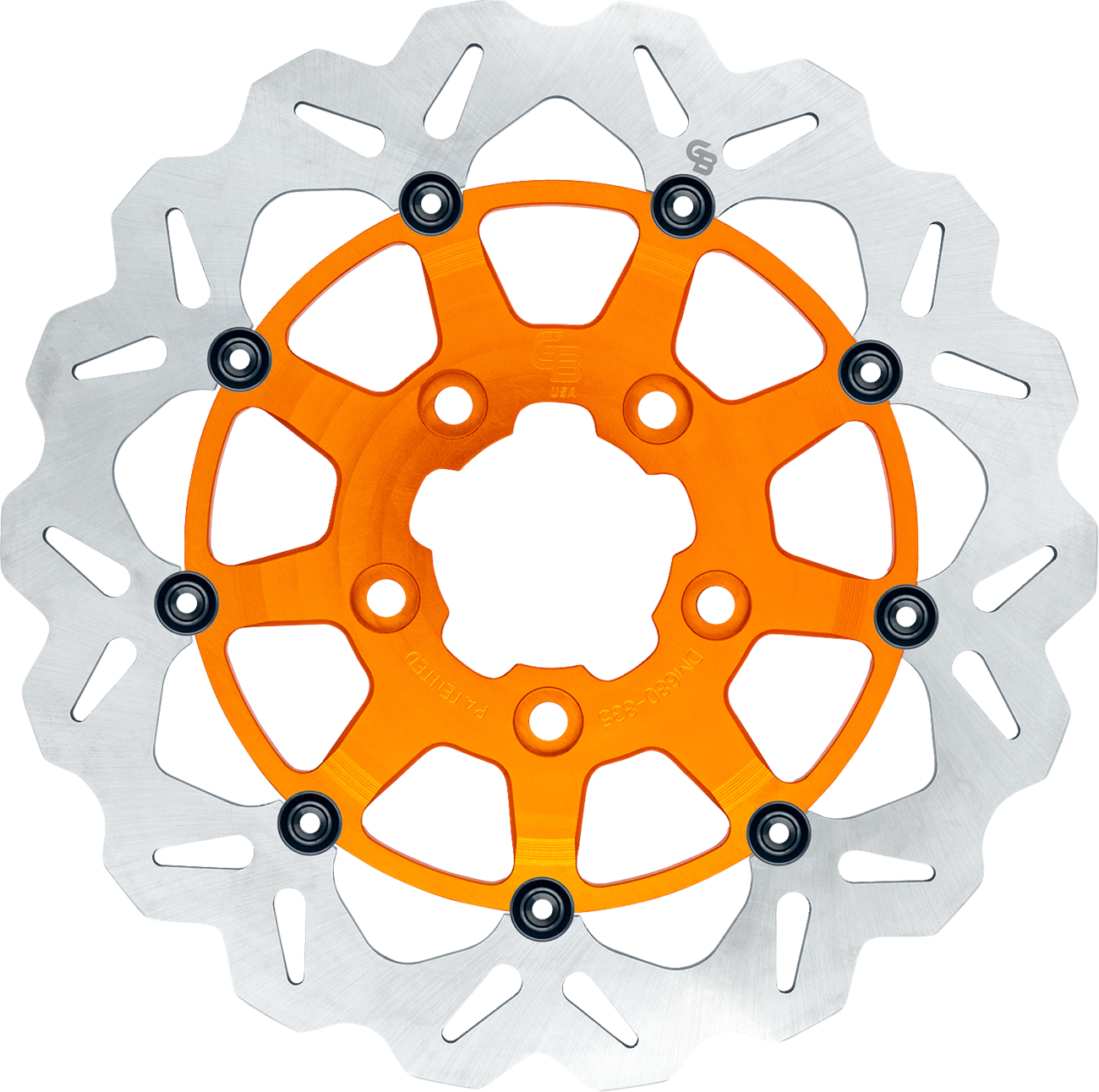 GBRAKES Oversize Wave® Two Piece (Floating) Brake Rotor - Narrow Band - Front - Orange - 330 mm / 13"
