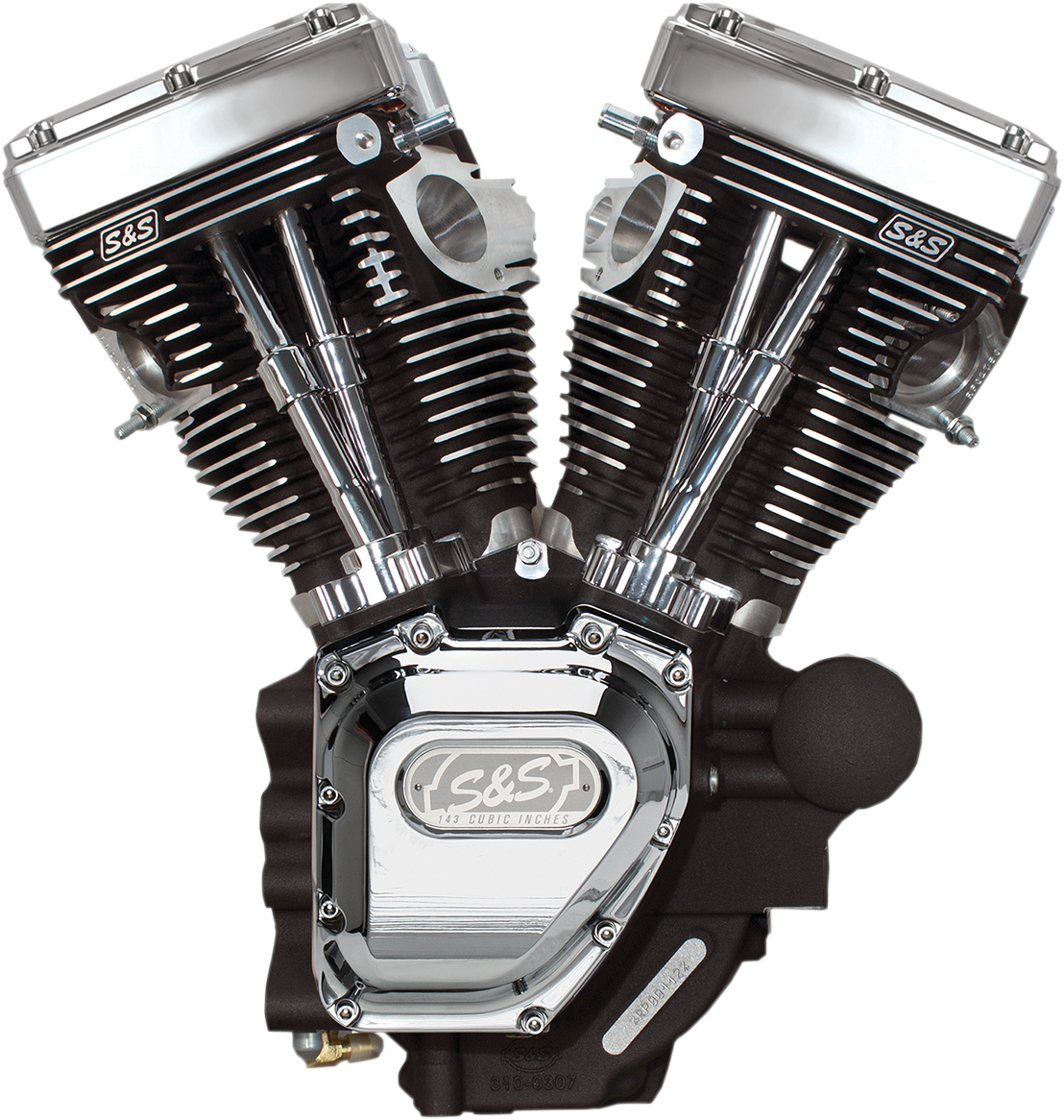 S&S CYCLE T143 Long Block Engine - Wrinkle Black and Chrome - Touring