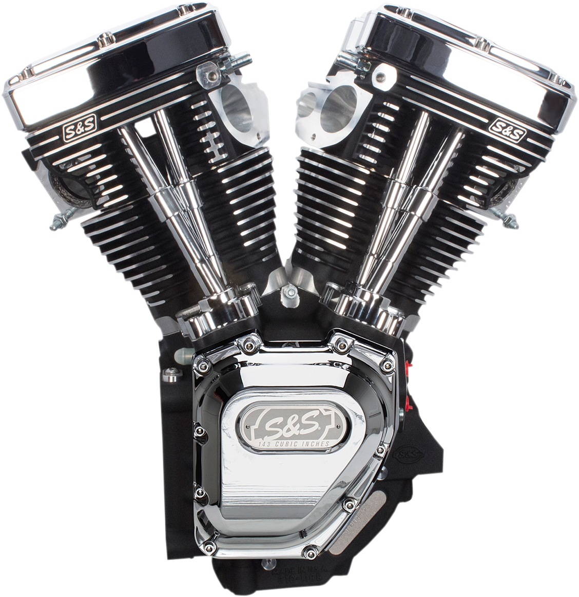 S&S CYCLE T143 Long Block Engine - Wrinkle Black and Chrome - Touring | Dyna