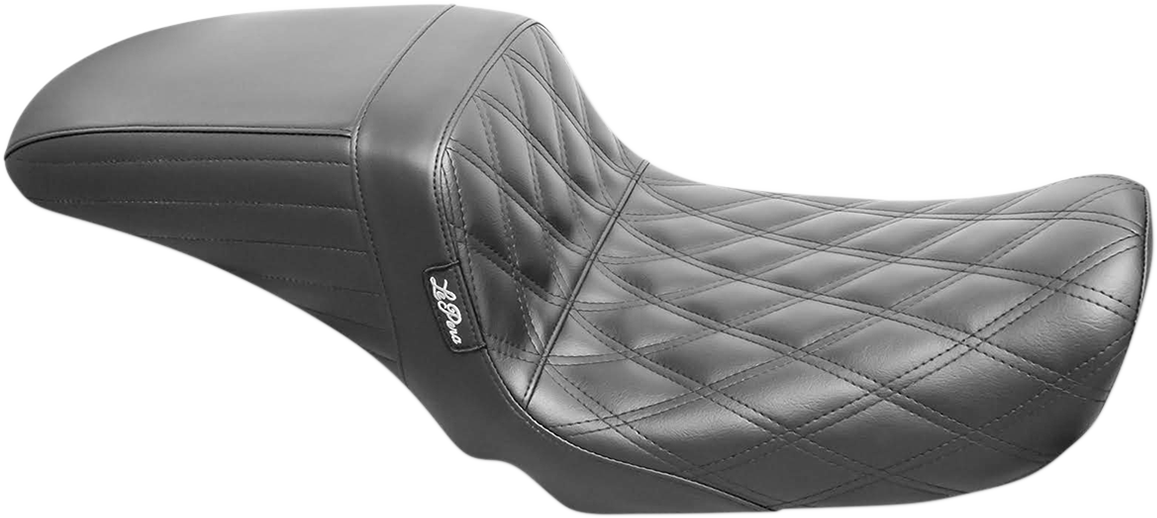 LE PERA Kickflip Seat - Double Diamond - Black Stitching - Black - Dyna '06-'17