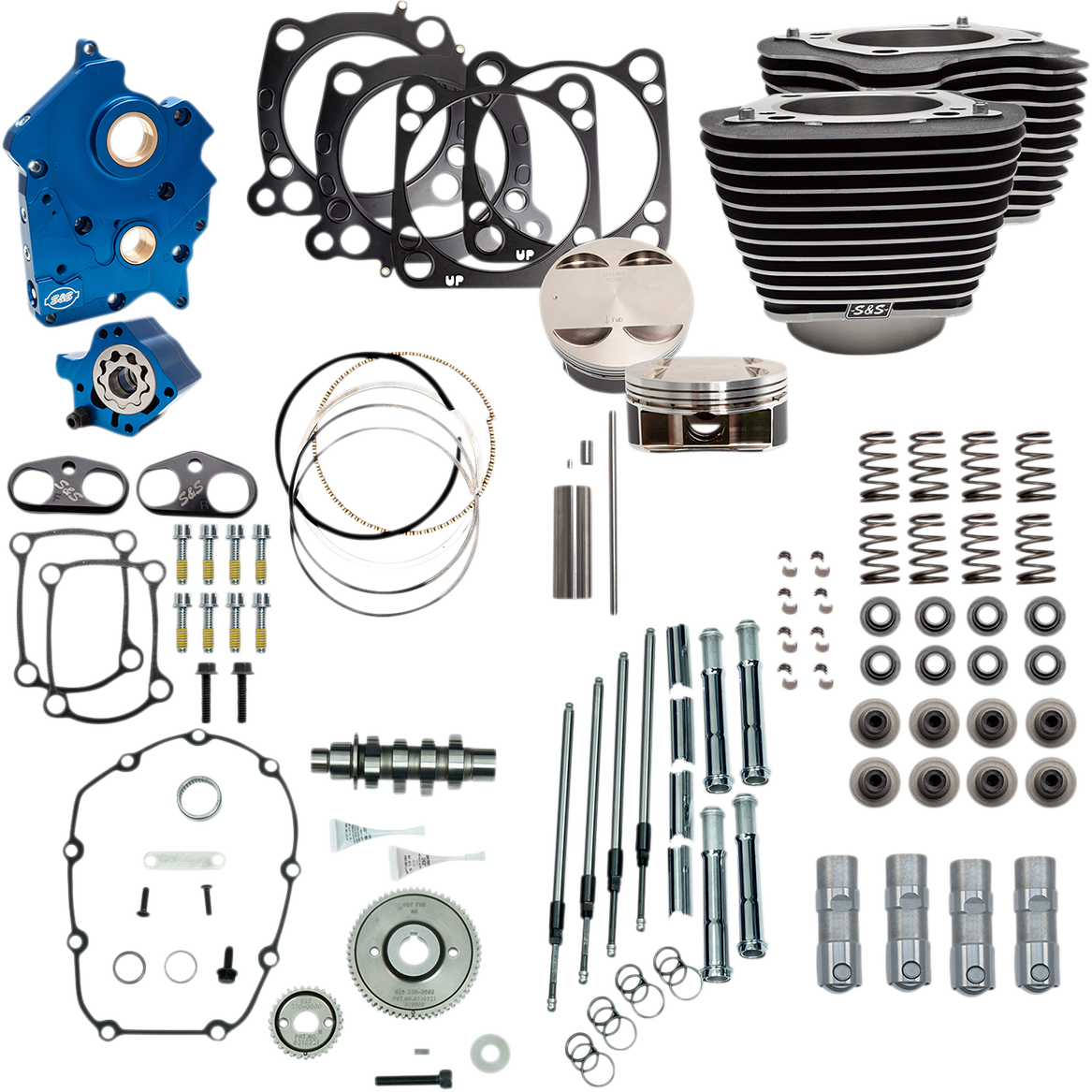 S&S CYCLE 128" Power Package Engine Performance Kit - Gear Drive - Wrinkle Black with Highlighted Fins