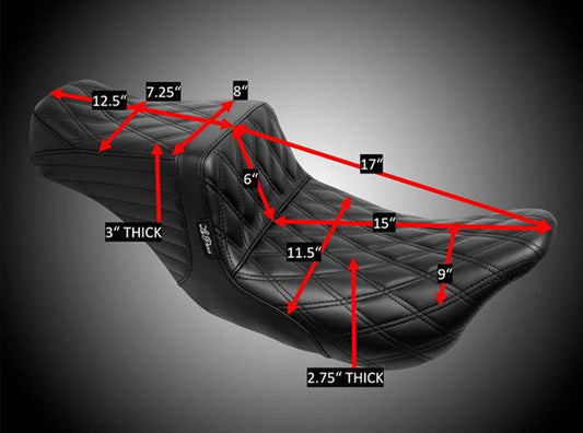 LE PERA Tailwhip Up Front Seat - Double Diamond - Black - Touring '08-'23