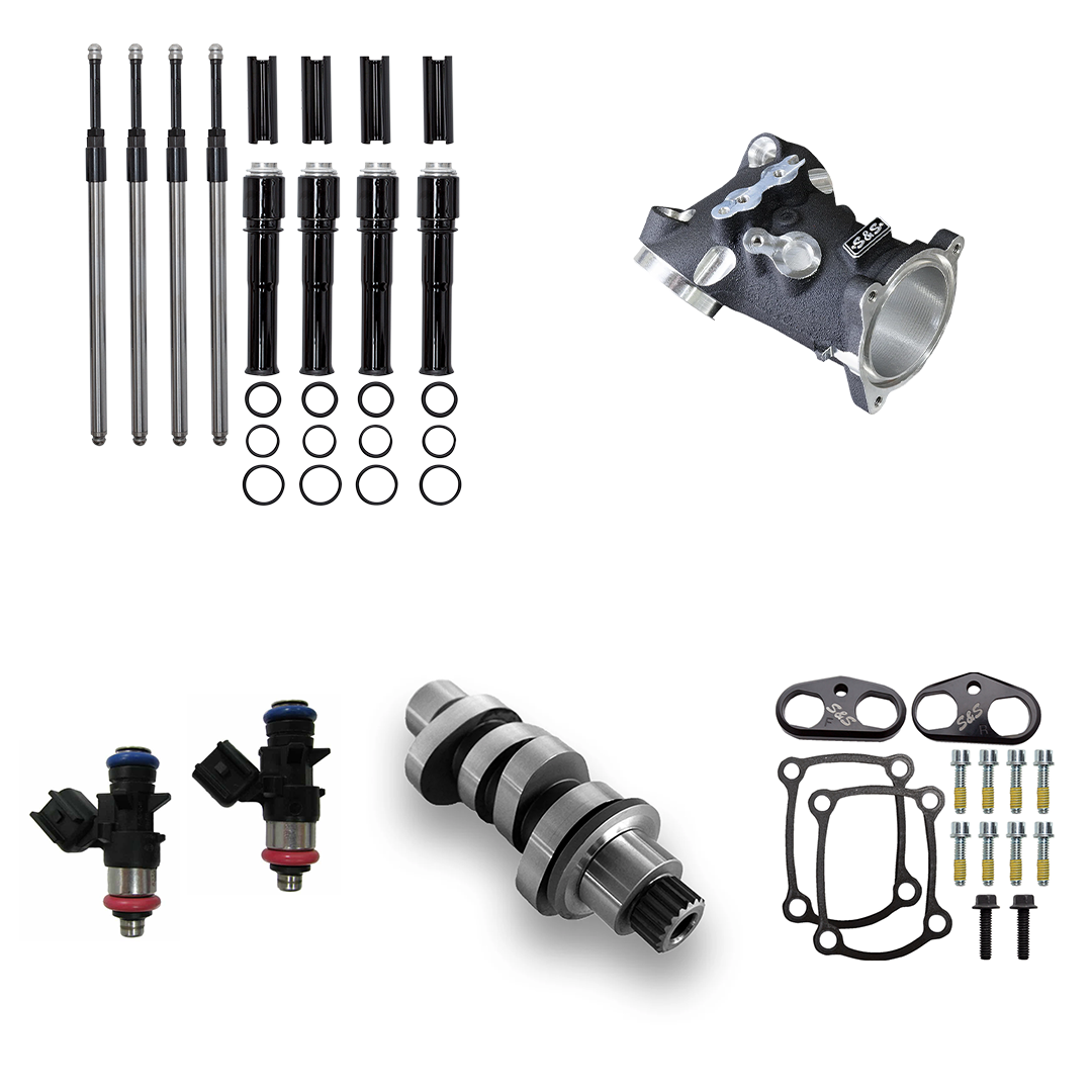 Harley Davidson Performance Kit Black Pushrod Covers 55mm Ported Intake with MC8-23XE Cam 2023 Cam Gen1 M8 114CI 117CI