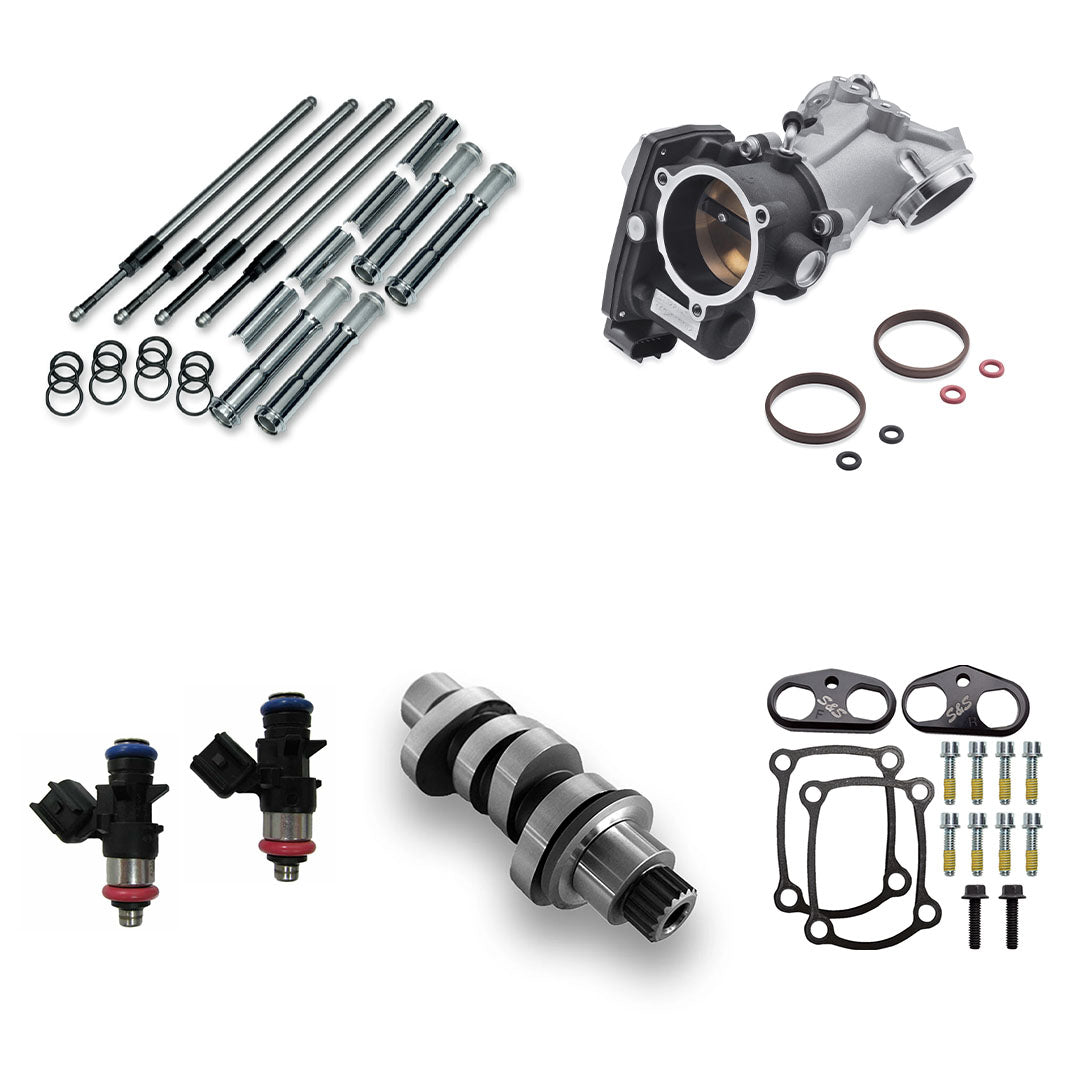 Harley Davidson Performance Kit Chrome Pushrod Covers 64mm Aluminum Intake with MC8-23XE Cam 2023 Gen1 M8 114CI 117CI