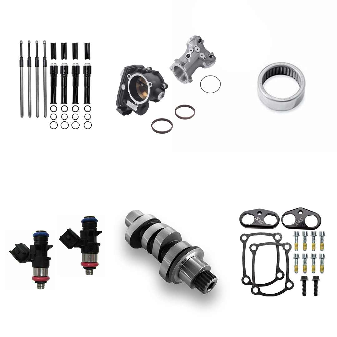 Harley Davidson Performance Kit Black Pushrod Covers 64mm Ported Intake with MC8-23XE Cam & Cam Bearing 2017-2022 Gen1 M8 Bagger 114CI 117CI