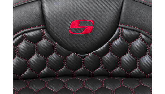 SADDLEMEN RoadSofa™ Seat - Honeycomb - Red Stitch - with Backrest - FLH/FLT '08-'23