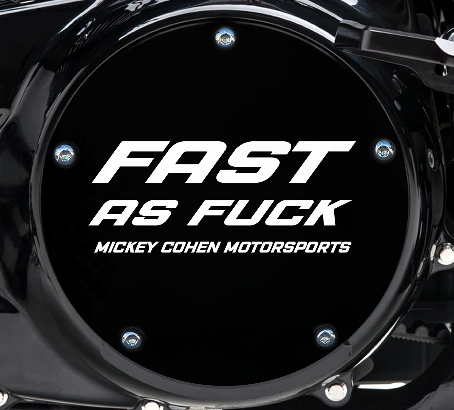 Fast as Fuck Derby Cover for Harley Davidson M8 Bagger