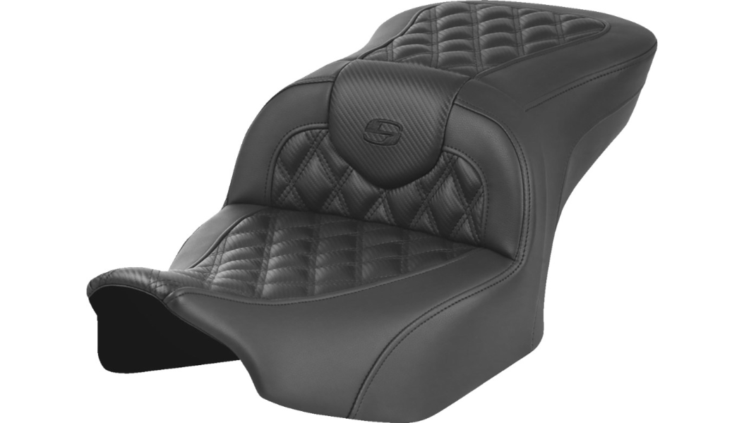 SADDLEMEN RoadSofa™ Seat - without Backrest - Carbon Fiber - Lattice Stitch - Touring '23.5-'25