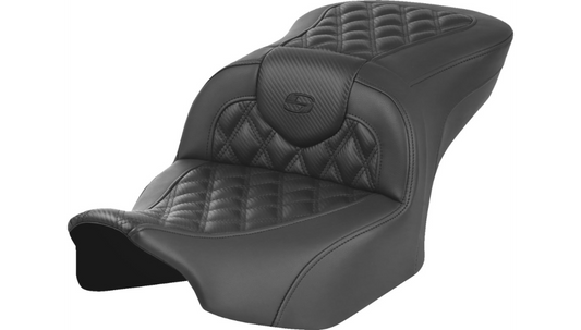 SADDLEMEN RoadSofa™ Seat - without Backrest - Carbon Fiber - Lattice Stitch - Touring '23.5-'25