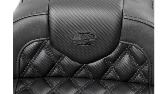 SADDLEMEN RoadSofa™ Seat - without Backrest - Carbon Fiber - Lattice Stitch - Touring '23.5-'25