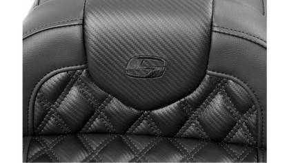 SADDLEMEN RoadSofa™ Seat - without Backrest - Carbon Fiber - Lattice Stitch - Touring '23.5-'25