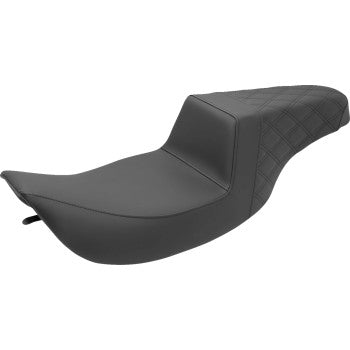 SADDLEMEN Step-Up Seat - Rear Lattice Stitch - Black - Touring '97-'07