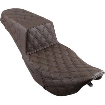 SADDLEMEN Step-Up Seat - Full Lattice Stitch - Brown - Touring '97-'07