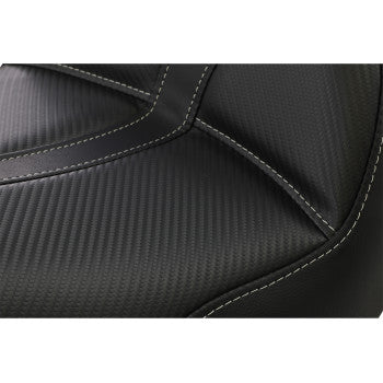SADDLEMEN Dominator Solo Seat - w/o Backrest - Black w/ Silver Stitching - Dyna '06-'17