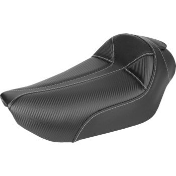SADDLEMEN Dominator Solo Seat - w/o Backrest- Black Carbon Fiber w/ Gray Stitching - Dyna '96-'03