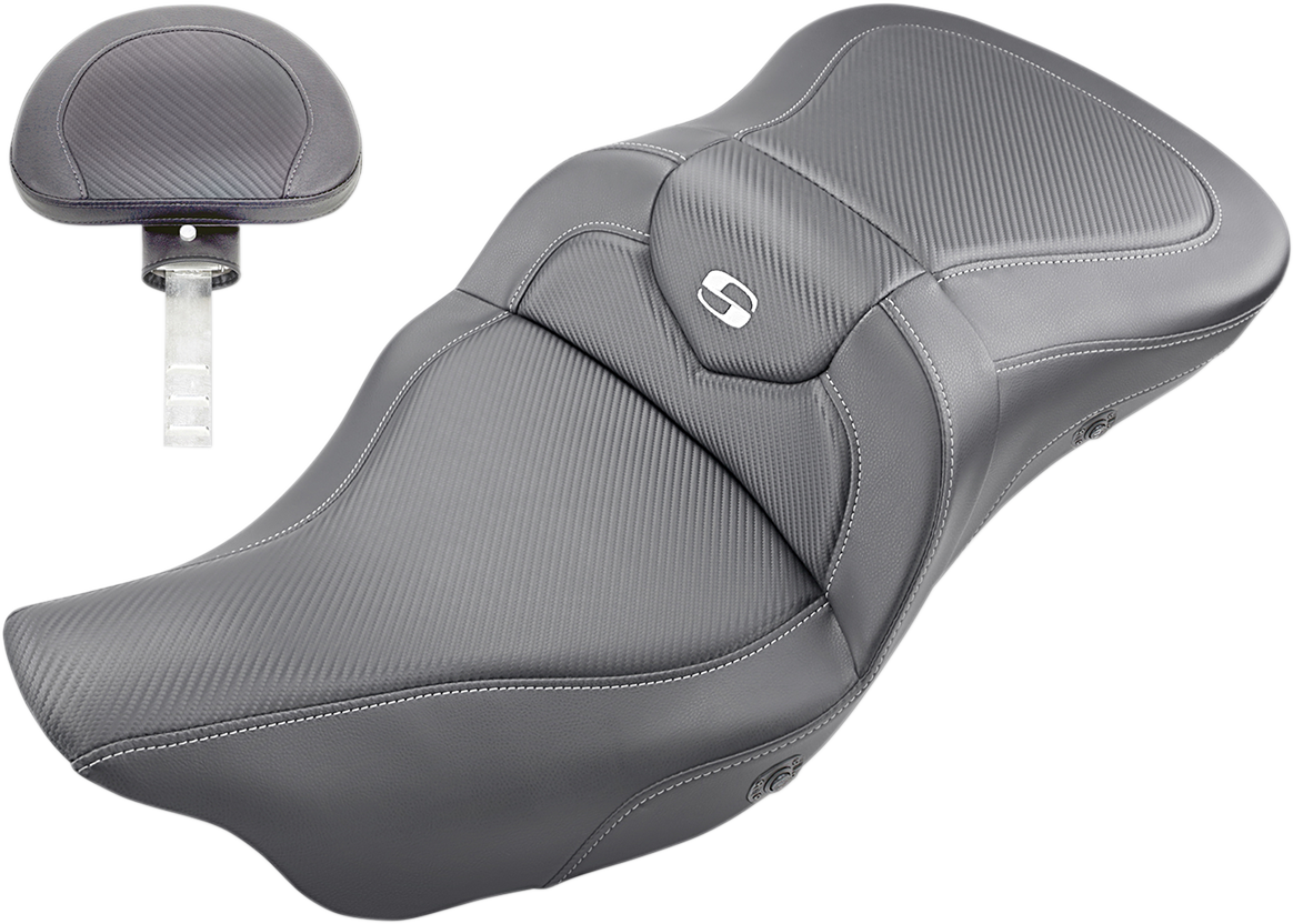 SADDLEMEN Extended Reach Roadsofa™ Seat - Carbon Fiber - Backrest - Heated - Touring '08-'24