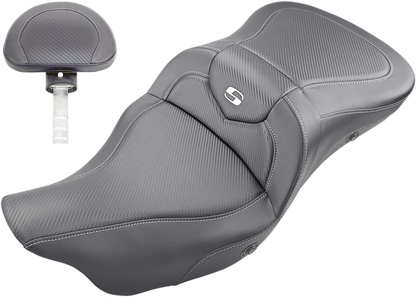 SADDLEMEN Extended Reach Roadsofa™ Seat - Carbon Fiber - Backrest - Heated - Touring '08-'24