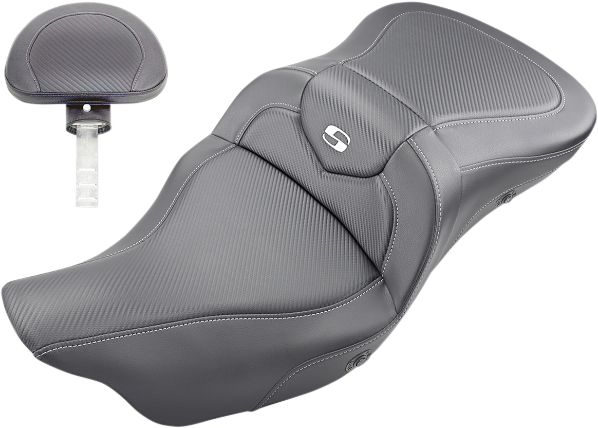SADDLEMEN Roadsofa™ Seat - Carbon Fiber - Heated - w/ Backrest - Touring '08-'24
