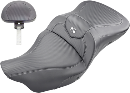 SADDLEMEN Roadsofa™ Seat - Carbon Fiber - Heated - w/ Backrest - Touring '08-'24