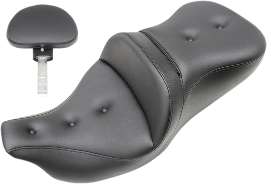 SADDLEMEN Roadsofa™ Seat - Pillow Top - with Backrest - Black - '09-'25 Tri Glide, Ultra, Limited