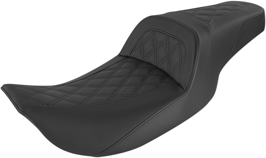 SADDLEMEN Slim Seat - Lattice Stitch - Black - Touring '99-'07