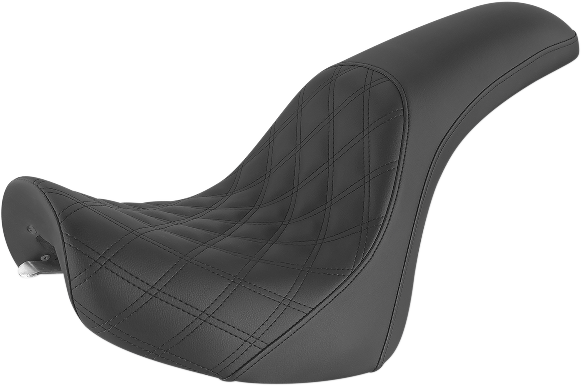 SADDLEMEN Profiler Seat - Front Lattice/Rear Smooth - Black - Softail '01-'07