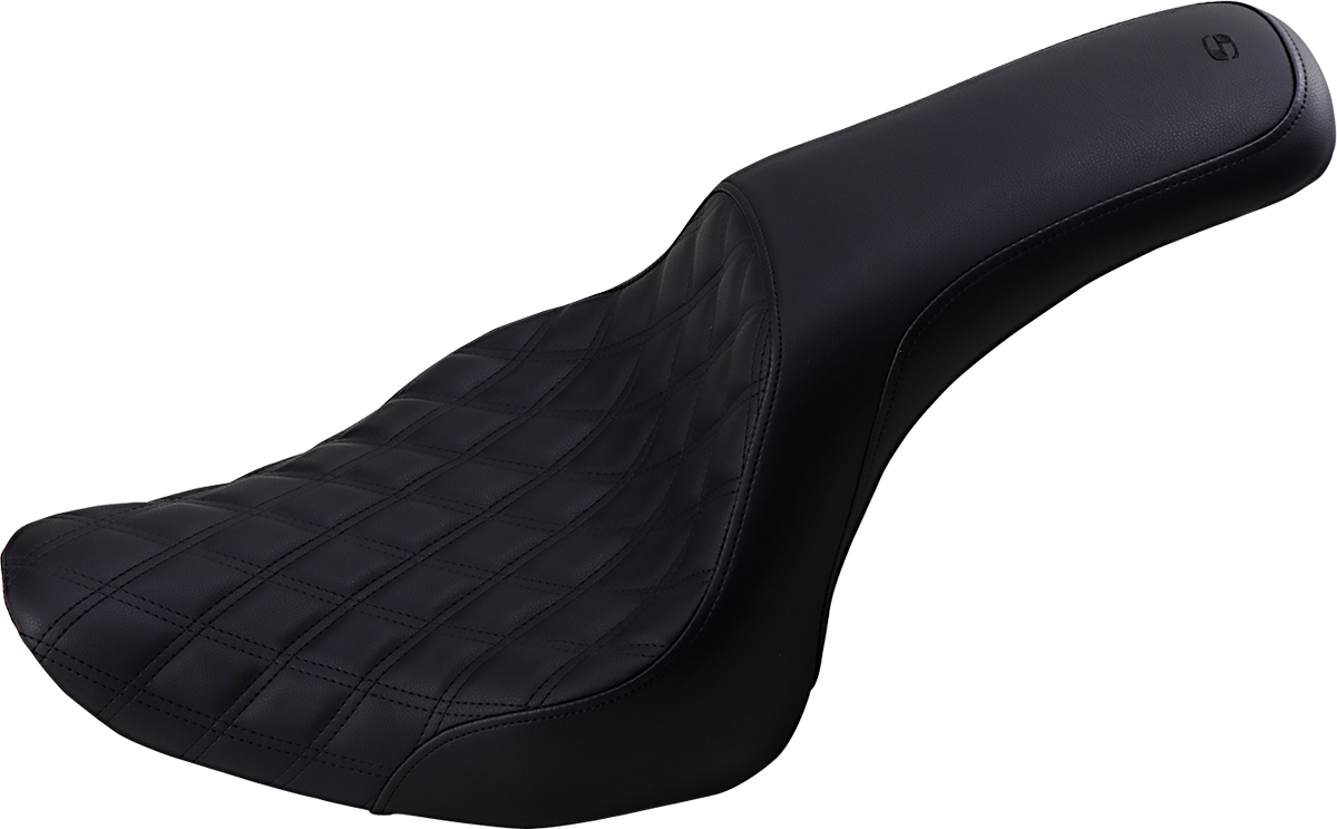 SADDLEMEN Profiler Seat - Front Lattice/Rear Smooth - Black - Softail '06-'17