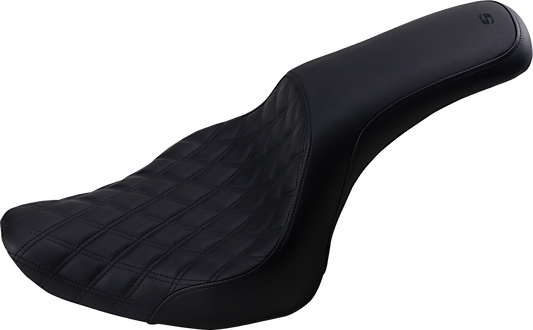 SADDLEMEN Profiler Seat - Front Lattice/Rear Smooth - Black - Softail '06-'17