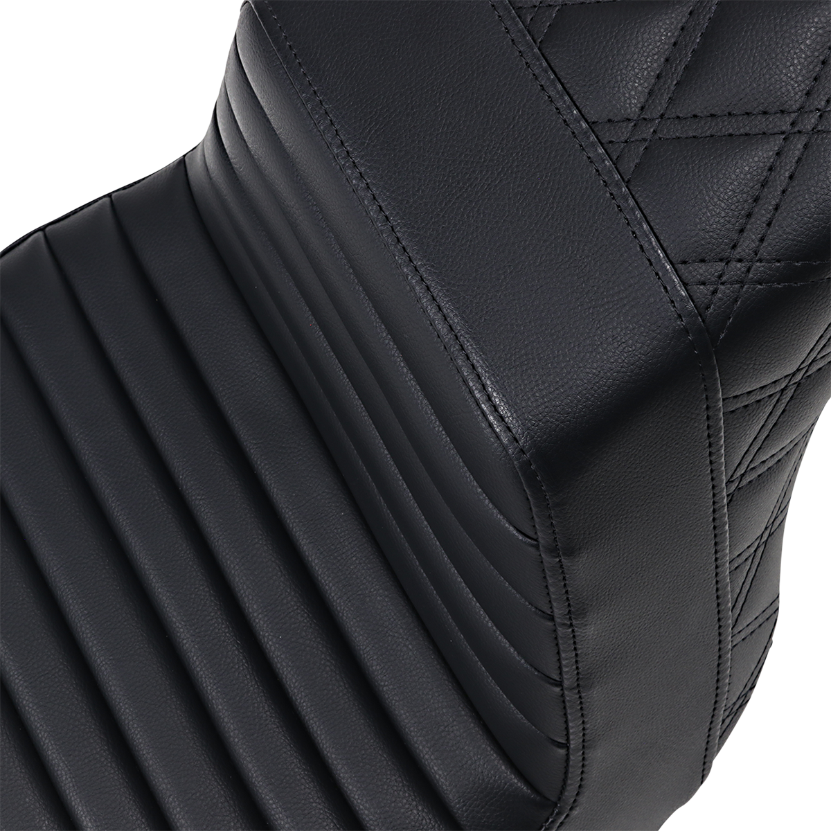 SADDLEMEN Step-Up Seat - Front Tuck-n-Roll/Rear Lattice Stitch - Black - Softail '13-'17