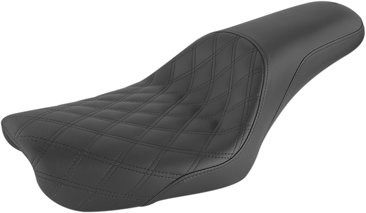 SADDLEMEN Profiler Seat - Front Lattice/Rear Smooth - Black - Dyna '04-'05