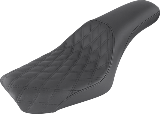SADDLEMEN Profiler Seat - Front Lattice/Rear Smooth - Black - Dyna '04-'05