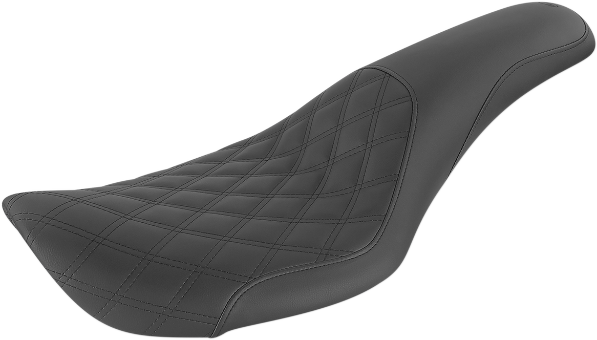 SADDLEMEN Profiler Seat - Front Lattice/Rear Smooth - Black - Dyna '96-'03