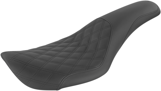 SADDLEMEN Profiler Seat - Front Lattice/Rear Smooth - Black - Dyna '96-'03