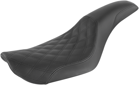 SADDLEMEN Profiler Seat - Front Lattice/Rear Smooth - Black - Dyna '96-'03