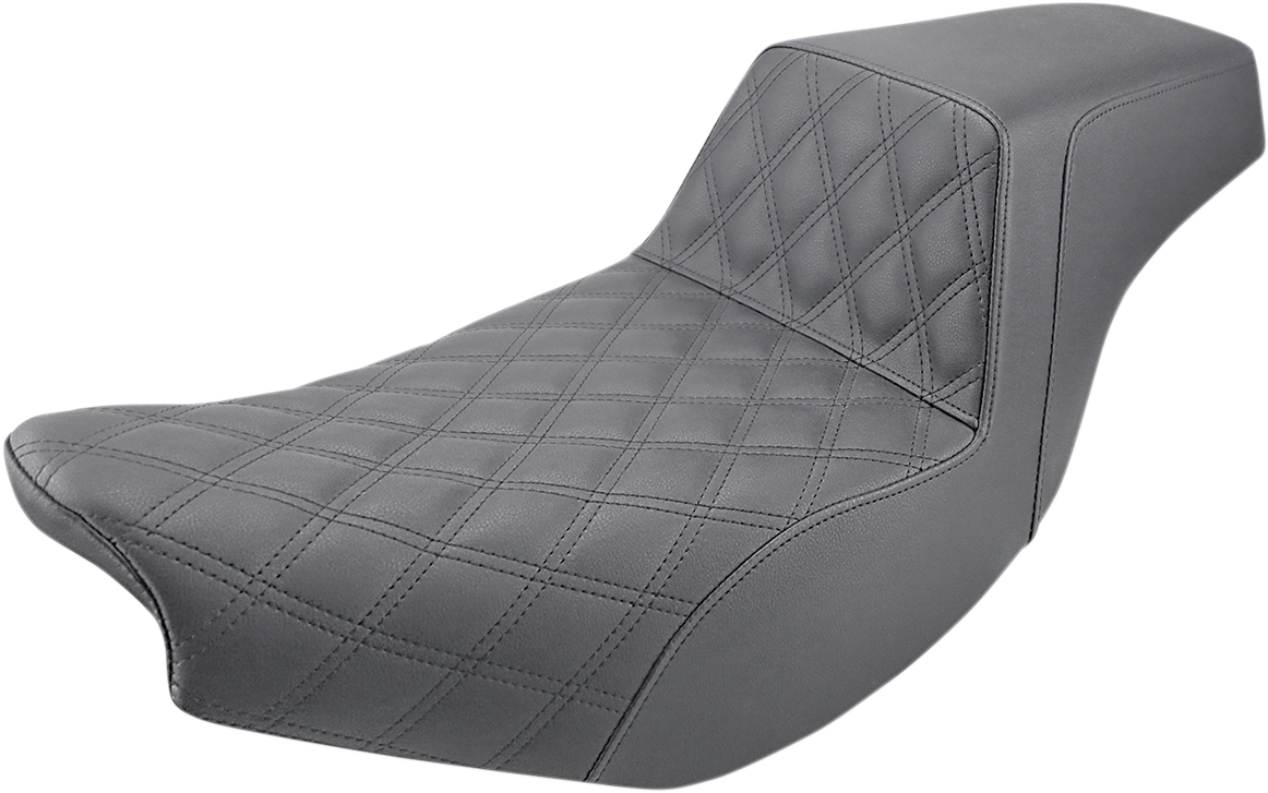 SADDLEMEN Step-Up Seat - Front Lattice Stitch/Rear Smooth - Black - Indian