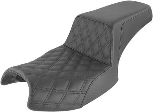 SADDLEMEN Step-Up Seat - Front Lattice Stitch/Rear Smooth - Black - Challenger