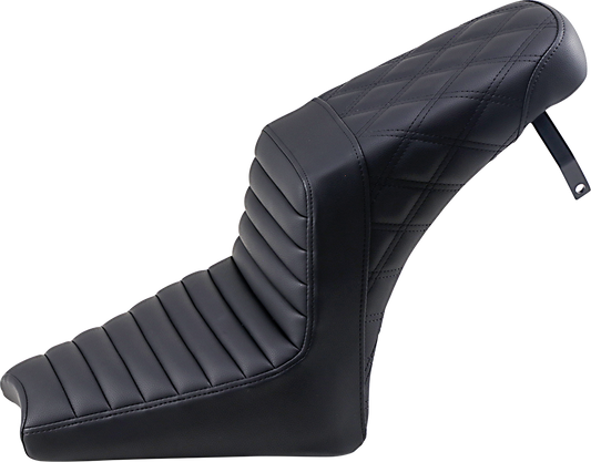 SADDLEMEN Step-Up Seat - Front Tuck-n-Roll/Rear Lattice Stitch - Black - Indian Scout '18-'19