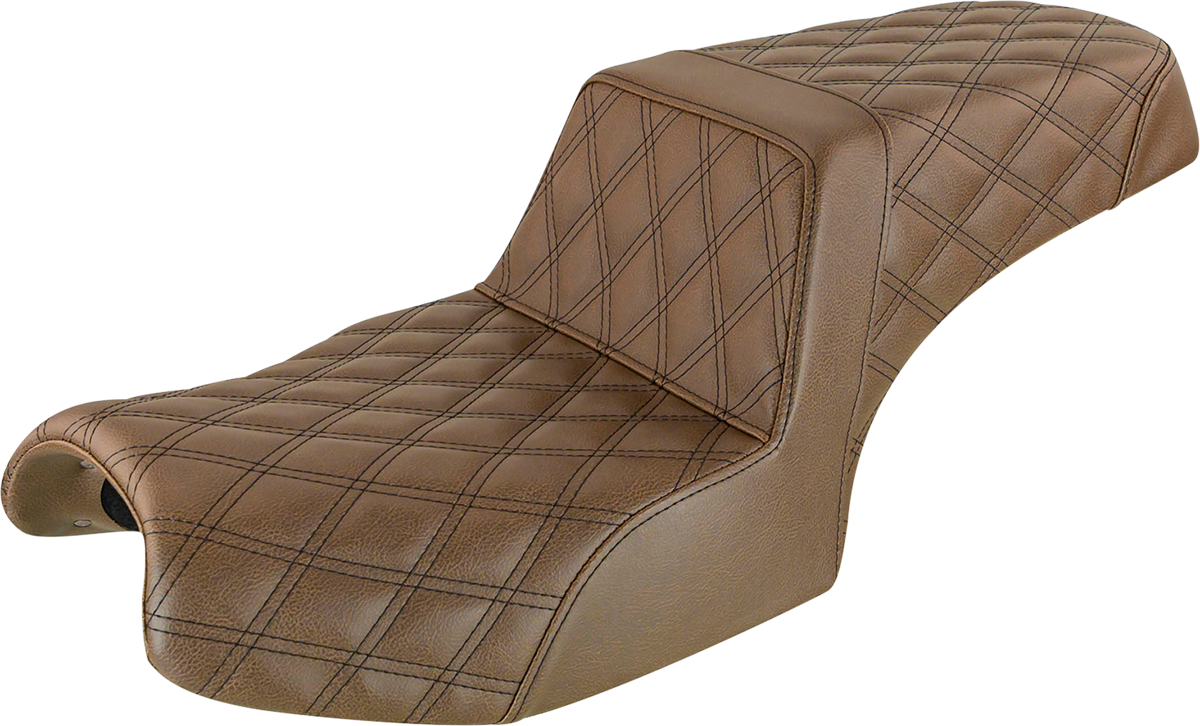 SADDLEMEN Step-Up Seat - Full Lattice Stitch - Brown - '20-'22 Indian Challenger