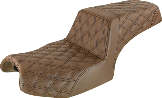 SADDLEMEN Step-Up Seat - Full Lattice Stitch - Brown - '20-'22 Indian Challenger