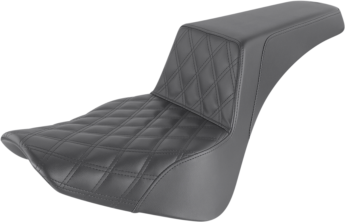 SADDLEMEN Step-Up Seat - Front Lattice Stitch - Black - Softail '18-'24