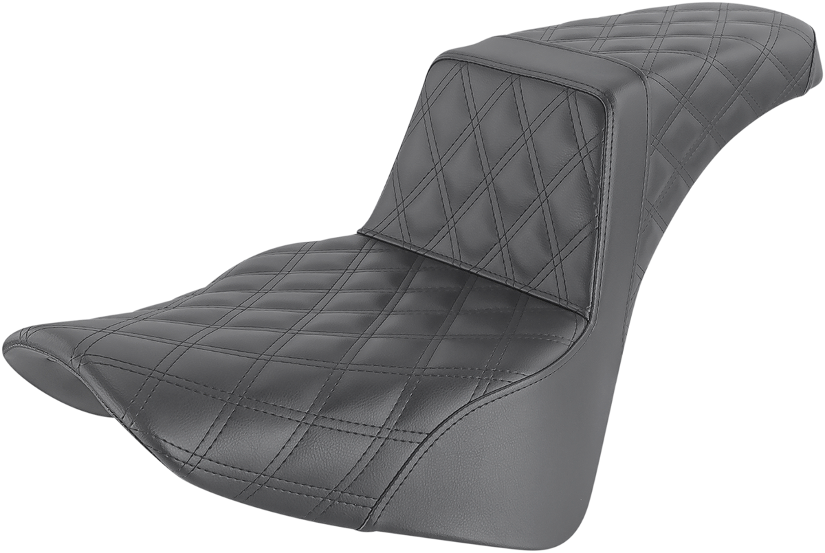 SADDLEMEN Step-Up Seat - Full Lattice Stitch - Black - Softail '18-'24