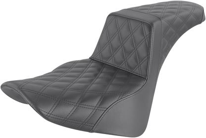 SADDLEMEN Step-Up Seat - Full Lattice Stitch - Black - Softail '18-'24