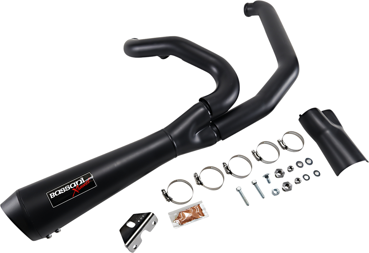 BASSANI XHAUST Short 2:1 Exhaust for FL - Black - 2017-2020 TOURING MODELS
