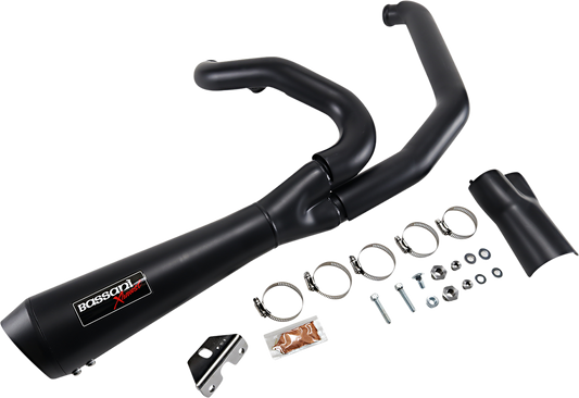 BASSANI XHAUST Short 2:1 Exhaust for FL - Black - 2017-2020 TOURING MODELS